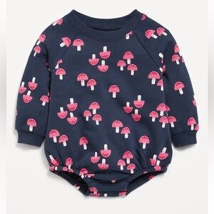 Old Navy Printed Long-Sleeve Fleece One-Piece Romper for Baby, Mushroom, 12-18 M